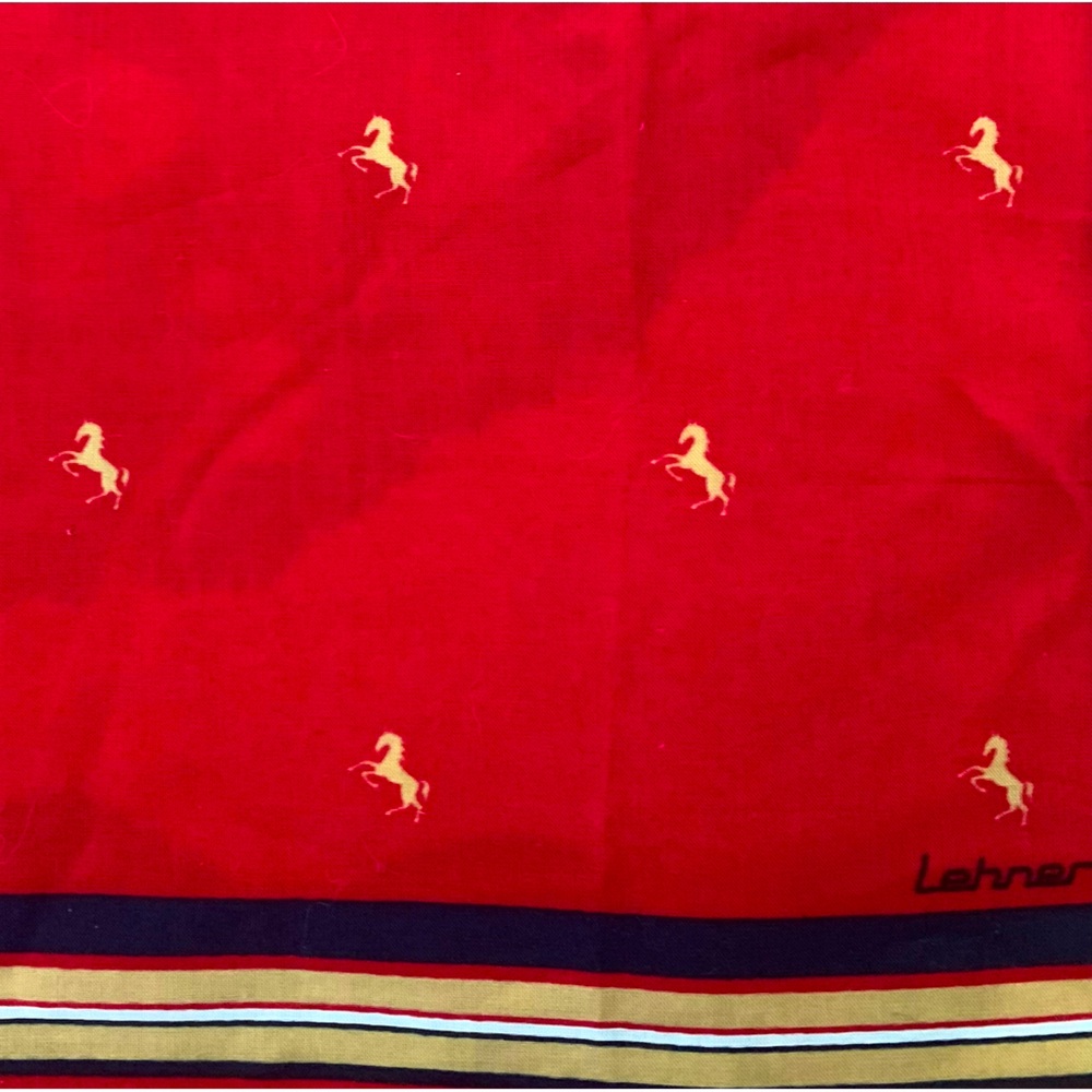 New condition LEHNER VINTAGE EQUESTRIAN HORSE COTTON SCARF MADE IN SWITZERLAND